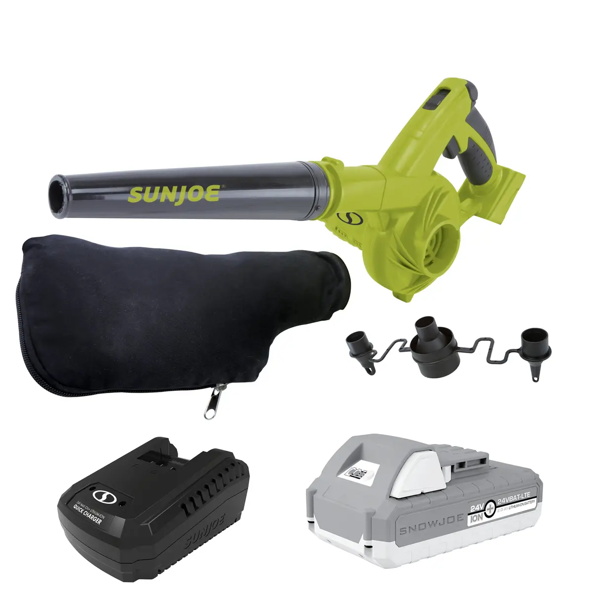 Sun Joe 24V-Wsb-Lte 24-Volt* Ionmax Workshop Blower + Vacuum Kit | W/ 2.0-Ah Battery, Charger, And 2 X Dust Bags 2