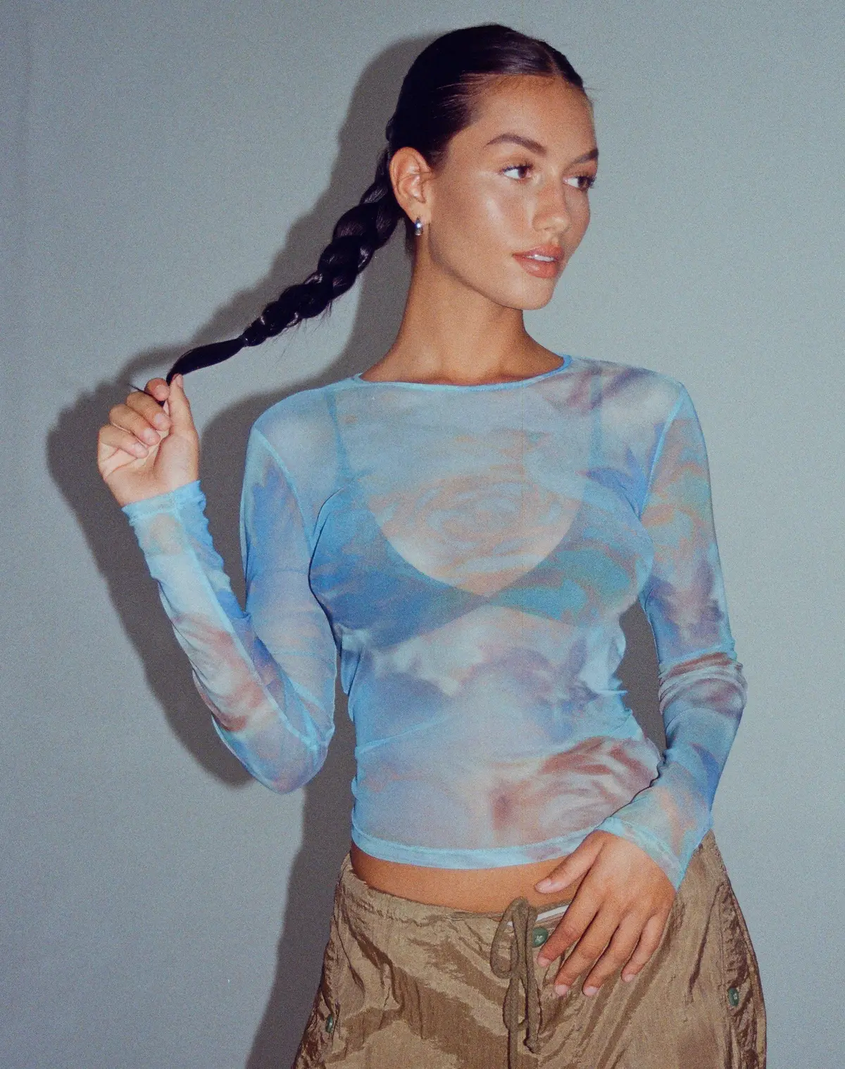 Elijah Crop Top In Digi Petal Blue 1
