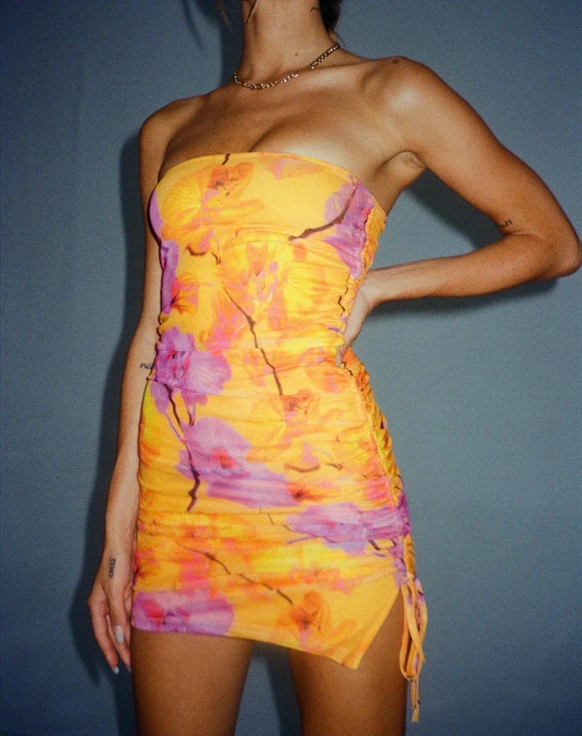 Maren Bodycon Dress In Blurred Orchid Peach 1