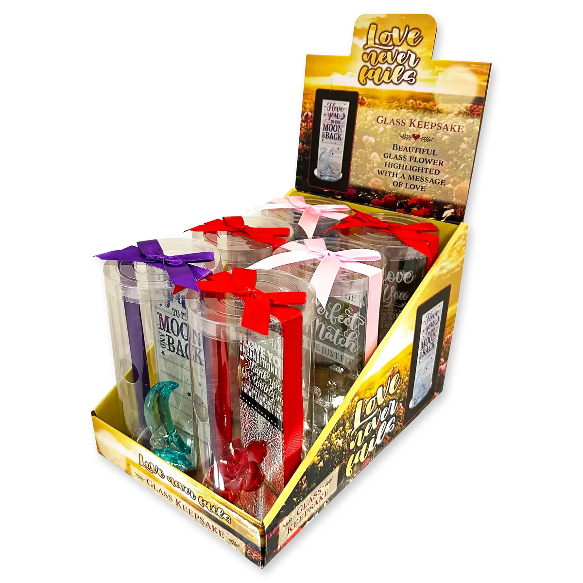 Glass Rose Keepsake - 6 Pieces Per Retail Ready Display 23739 1