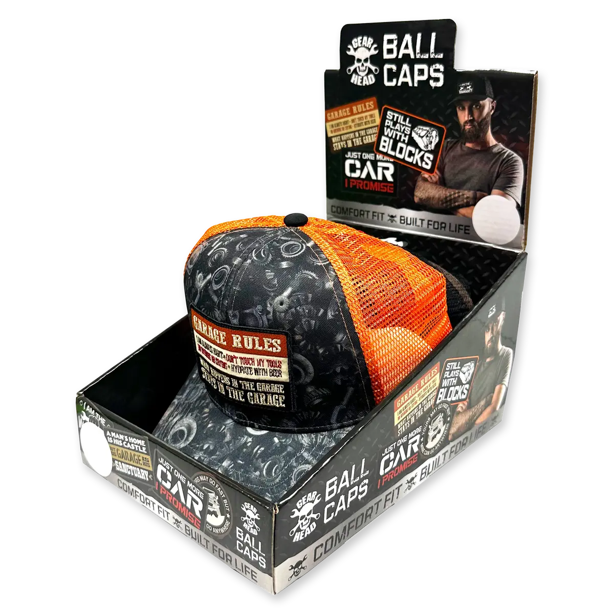 Mechanic Trucker Hat Gear Head Ball Caps - 6 Pieces Per Retail Ready Display 23753 1