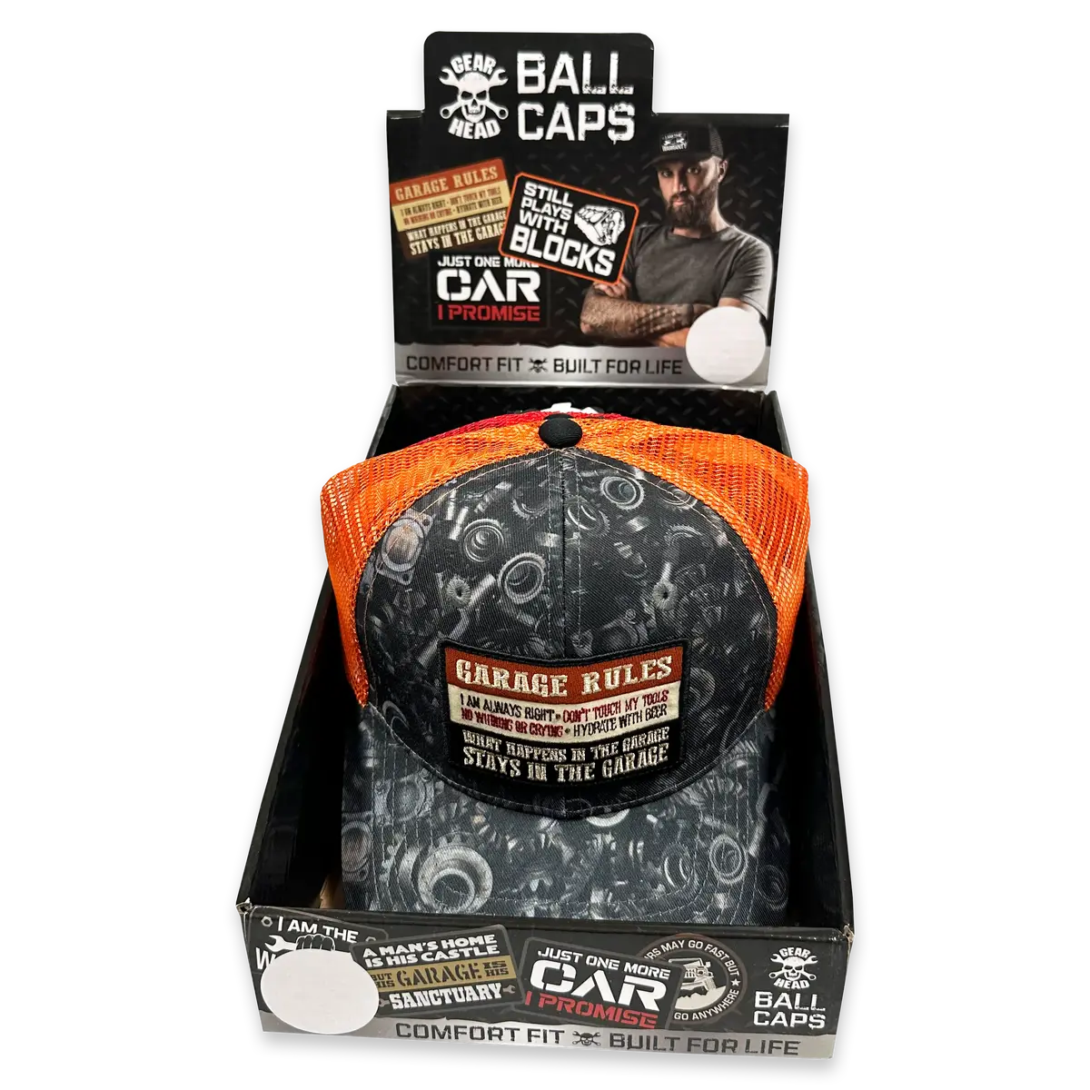 Mechanic Trucker Hat Gear Head Ball Caps - 6 Pieces Per Retail Ready Display 23753 2