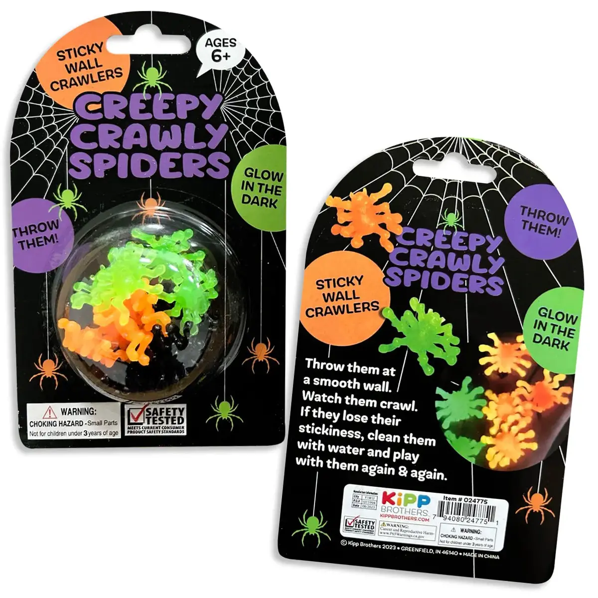 Glow In The Dark Sticky Spiders - 12 Pieces Per Pack 24775 2