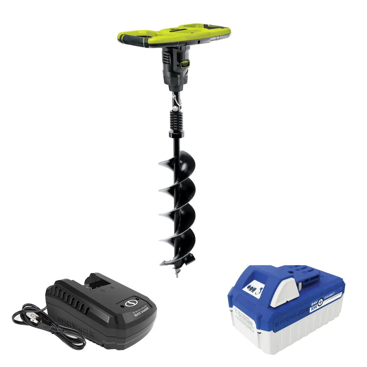 Sun Joe 24V-Agr100 24-Volt* Ionmax Cordless Earth Auger | 30" Drilling Depth | W/ 4.0-Ah Battery + Quick Charger 2