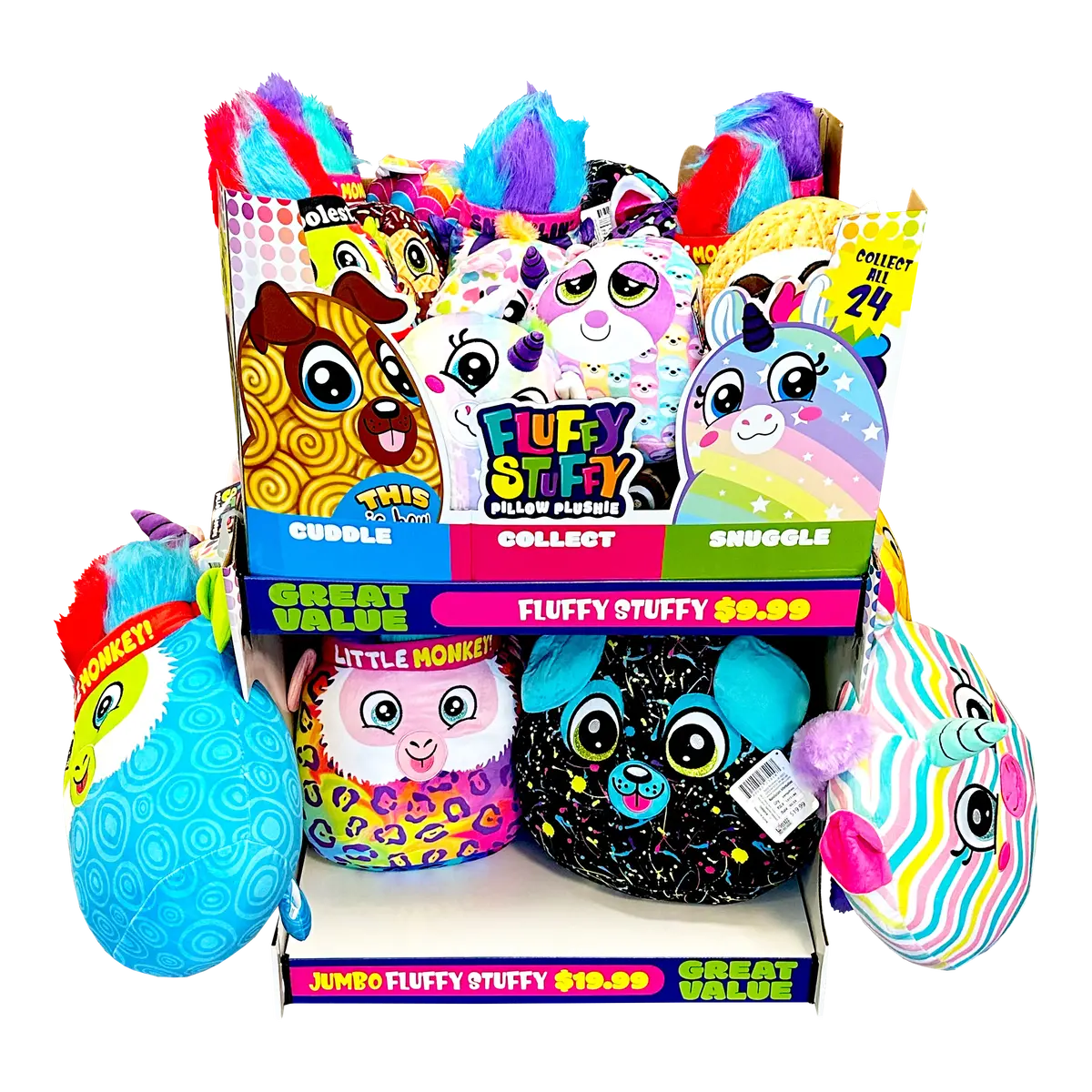 Pillow Plush Fluffy Stuffy Assortment Floor Display - 30 Pieces Per Retail Ready Display Kit 88438 2
