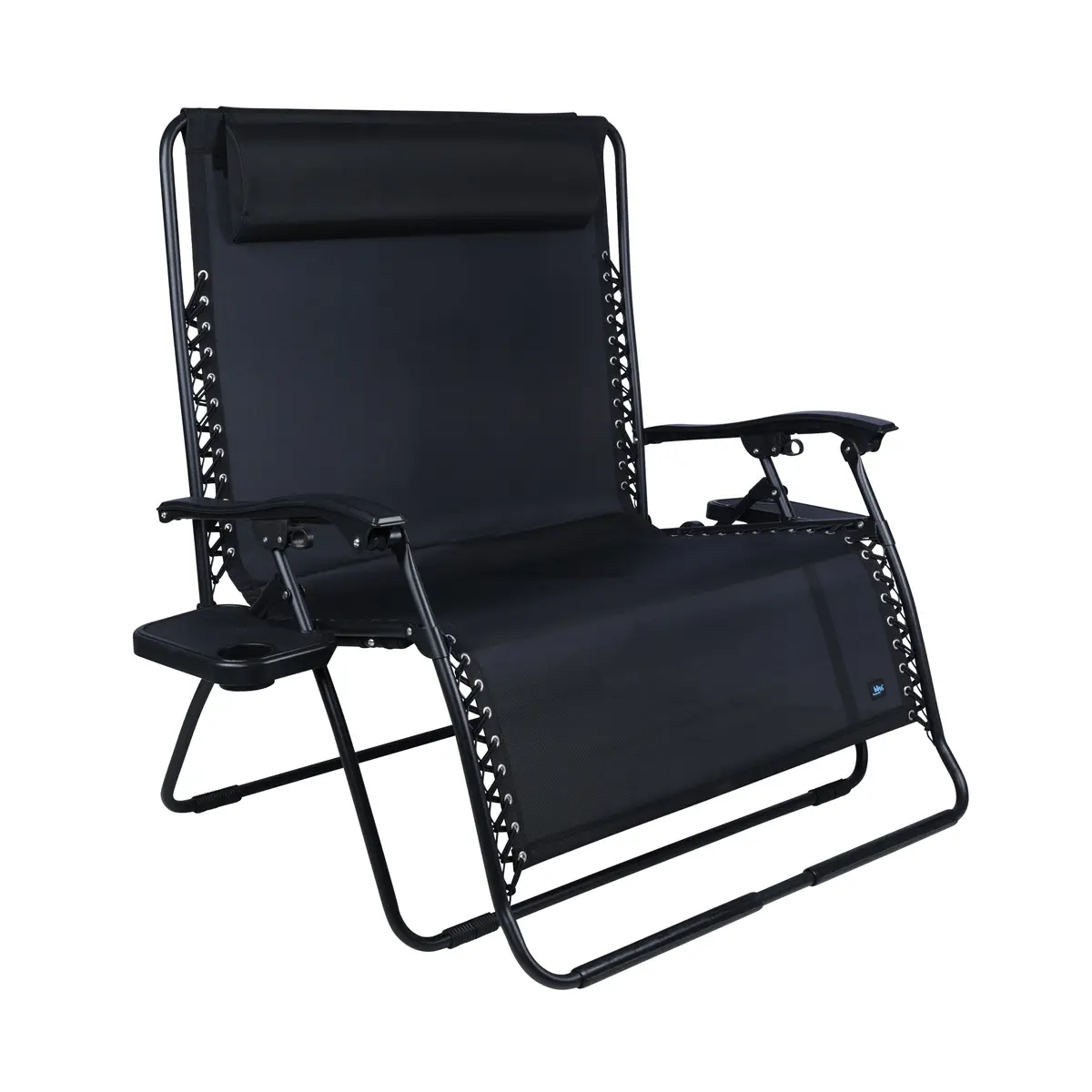 Bliss Hammocks Gfc-493Dbk Extra Wide 2-Person Gravity Free Chair W/ Pillow & Drink Trays | 45-In. Wide | Weather & Rust Resistant | 600 Lb. Capacity (Black) 1