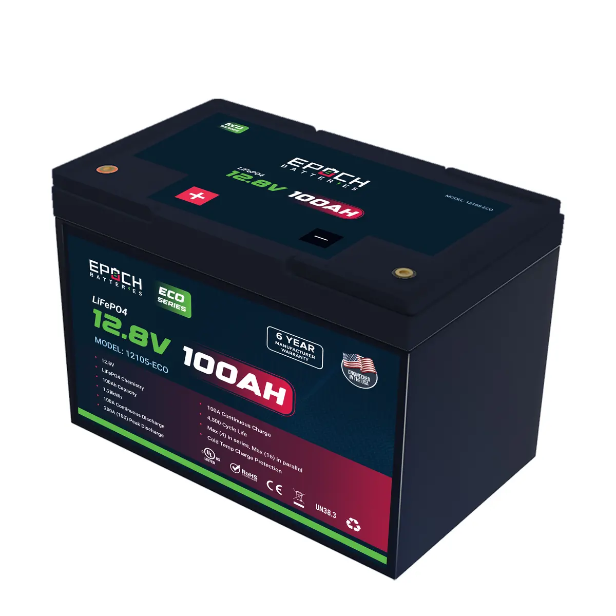 12V 100Ah (1.28Kwh) - Eco Series Lifepo4 Battery 1