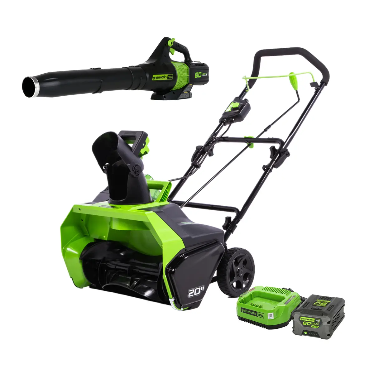 60V 20" Brushless Snow Thrower & 60V 140 Mph - 540 Cfm Jet Blower Combo Kit, 4.0Ah Battery And Charger Included 1