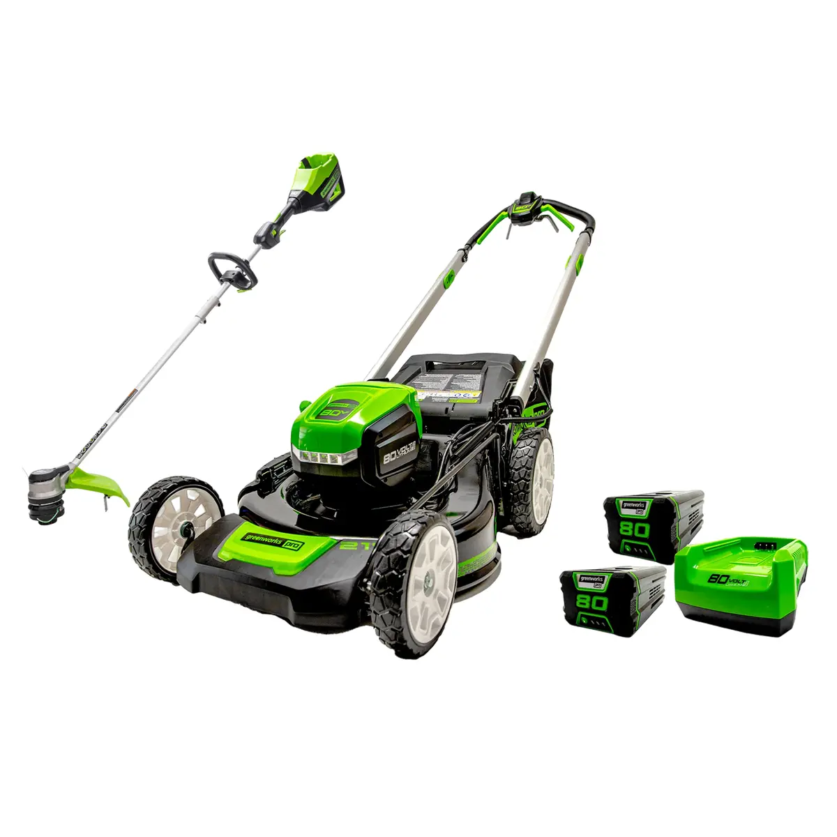 80V 21" Self-Propelled Mower & 80V 16" String Trimmer Combo Kit, 4.0Ah & 2.0Ah Battery And Charger Included 1