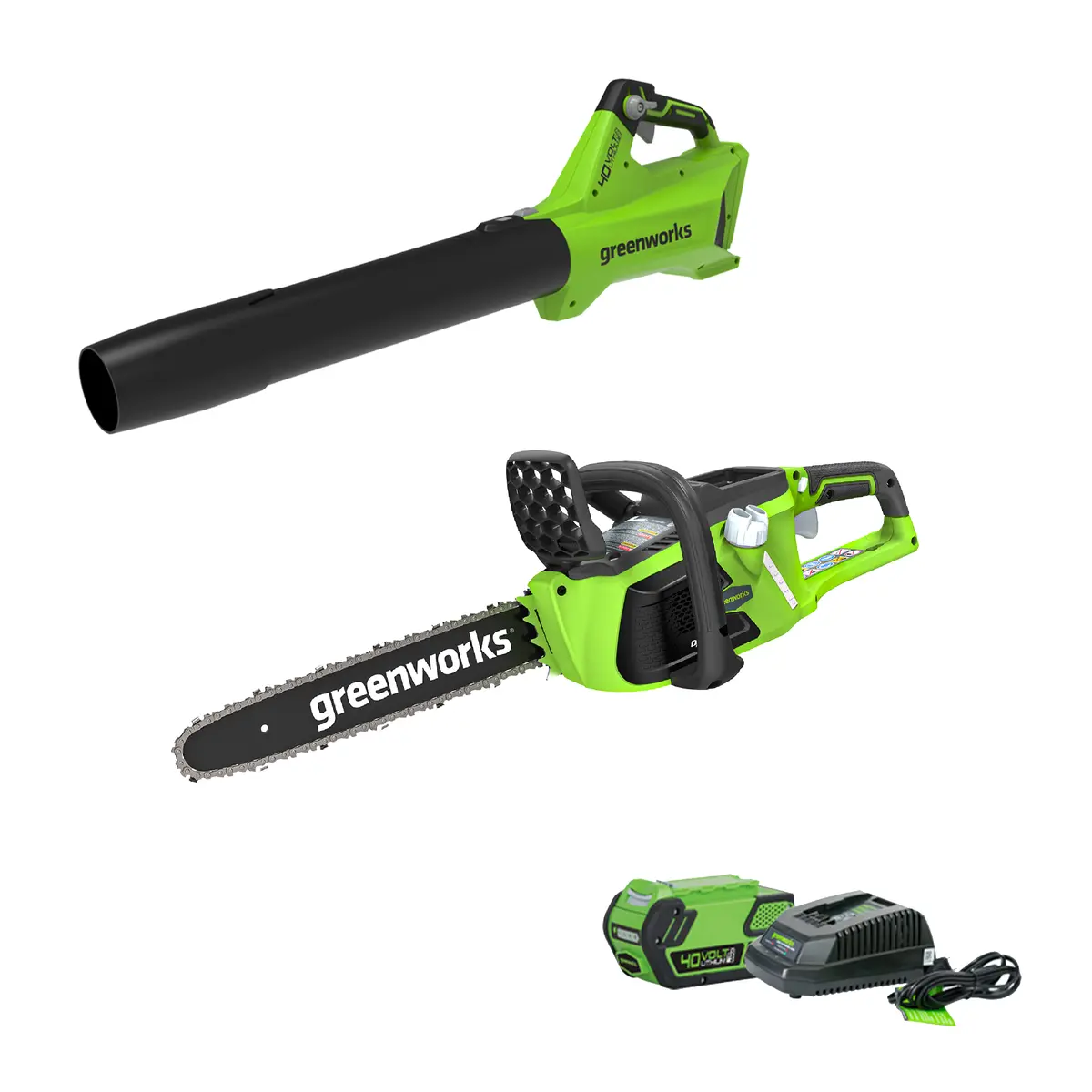 40V 14" Chainsaw & 40V 125 Mph - 450 Cfm Axial Jet Blower Combo, 4.0Ah Battery And Charger Included 1