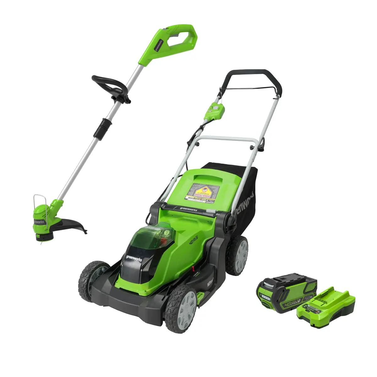 40V 17" Lawn Mower & 40V 12" String Trimmer Combo Kit, 4.0Ah Battery And Charger Included 1