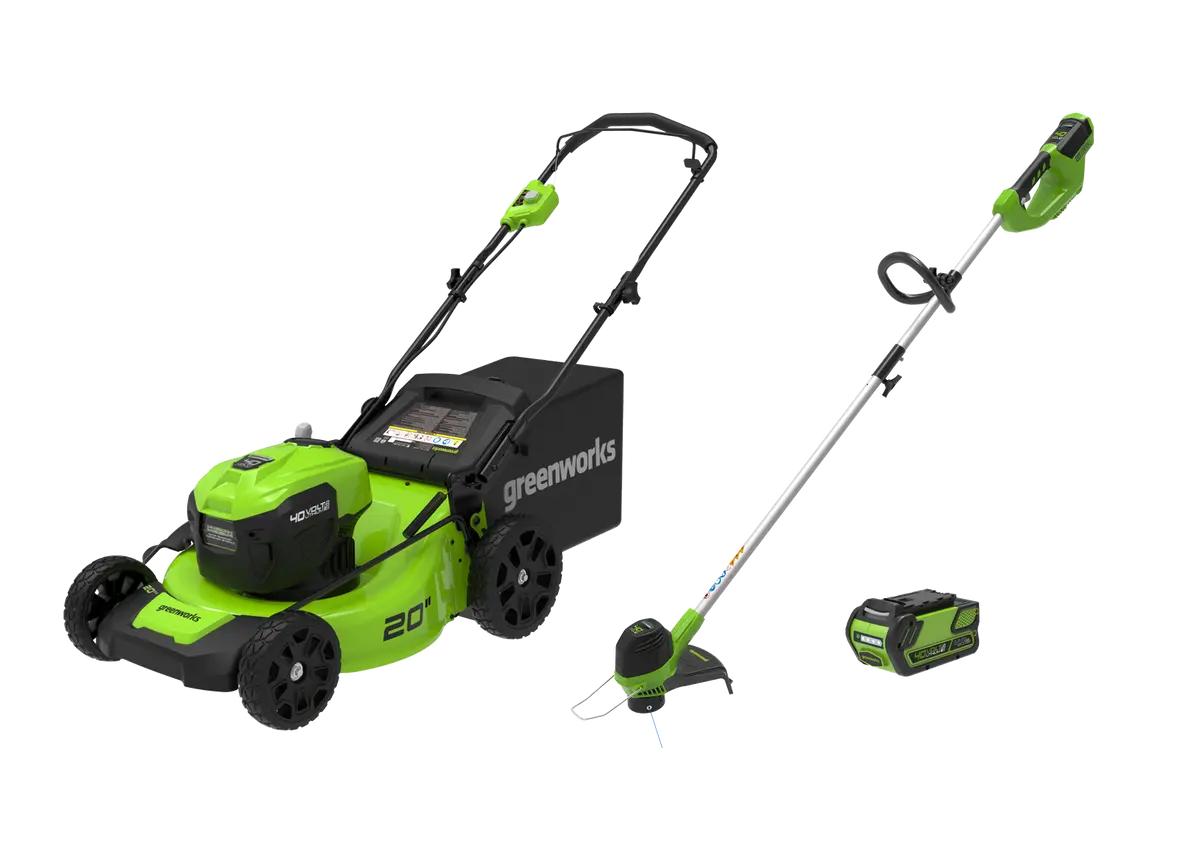 40V 20" Brushless Lawn Mower & 40V 12" String Trimmer, 4.0Ah Battery And Charger Included 1