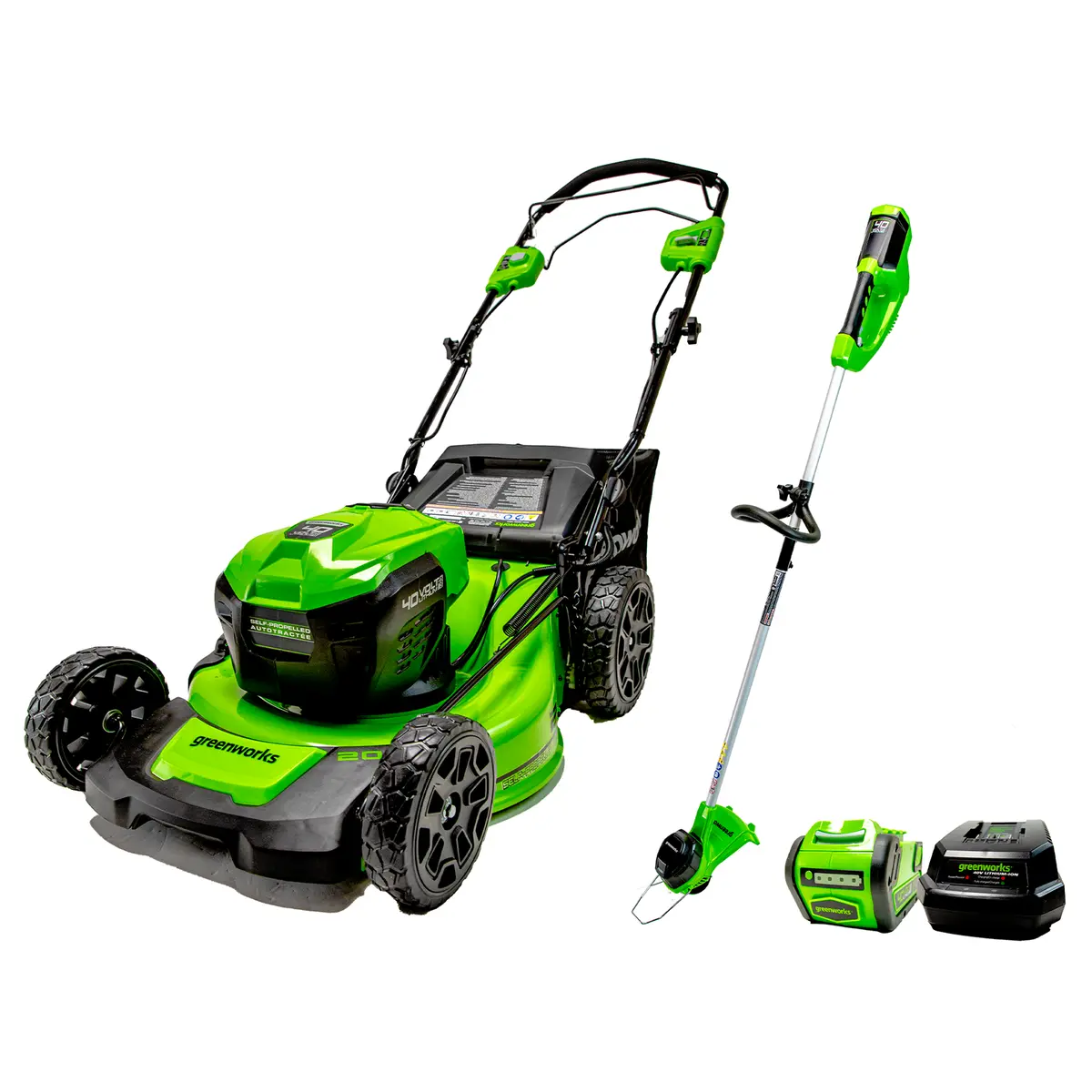40V 20" Self-Propelled Mower & 40V 12" String Trimmer Combo Kit, 5.0Ah Battery And Charger Included 1