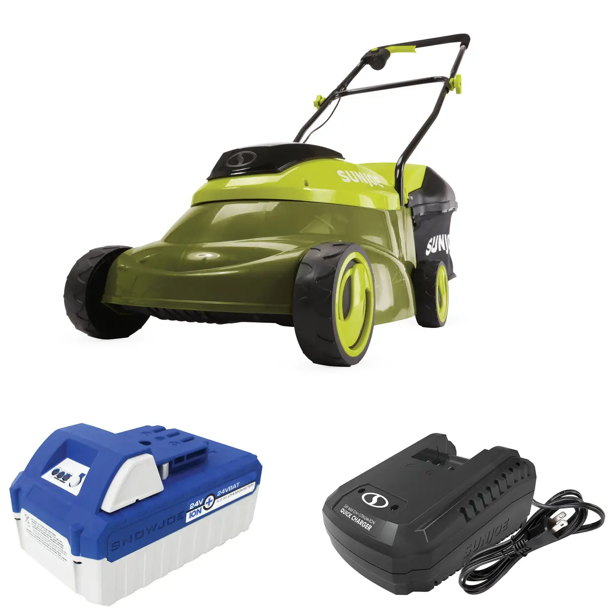 Sun Joe 24V-Lawn-Bdl 24-Volt Ion+ Lawn Care Bundle | W/ Cordless Lawn Mower Kit And Stringless Lawn Trimmer 2