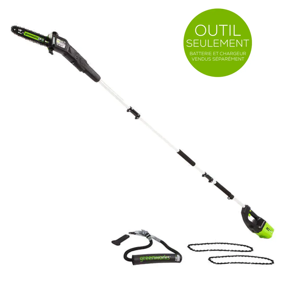 Greenworks 80V 10" Pole Saw With (2) Extra Chains And Shoulder Strap (Tool Only) 2