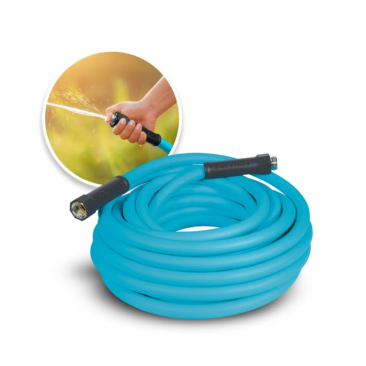 Aqua Joe Hose Stand Bundle | 50Ft Hybrid Polymer Garden Hose + Stand W/ Lead-In Bundle 2