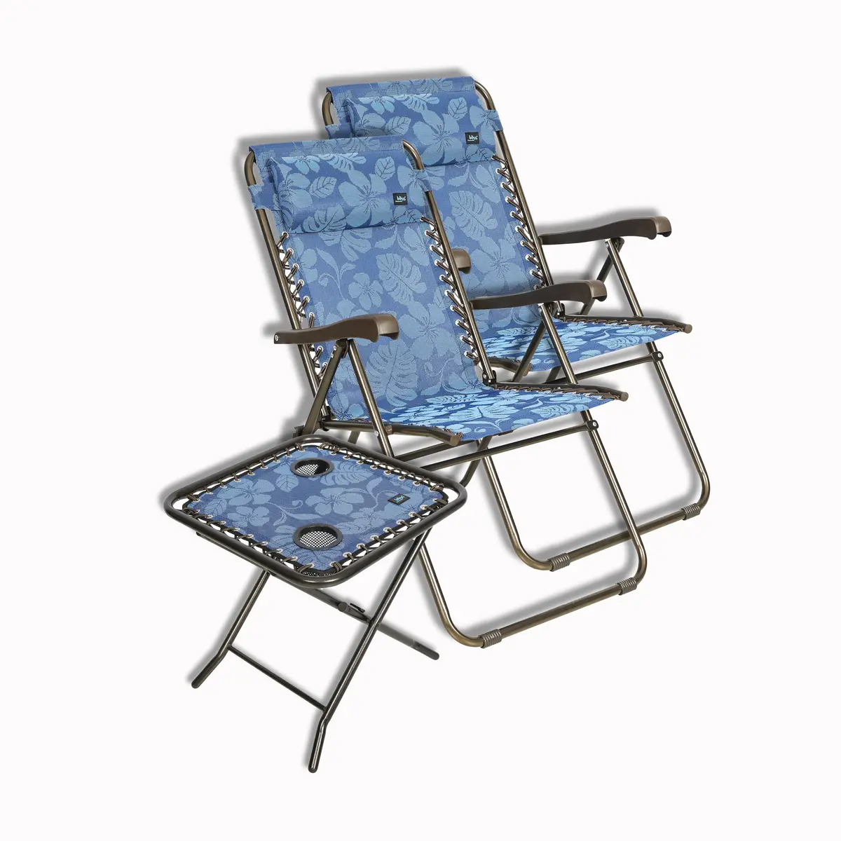 Bliss Hammocks Complete Patio Bundle | 2 X 26" Wide Reclining Chairs | Folding Side Table 1