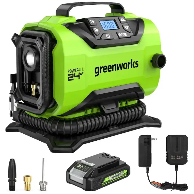 24V Cordless Battery Inflator, 2.0Ah Battery & Charger Included 1