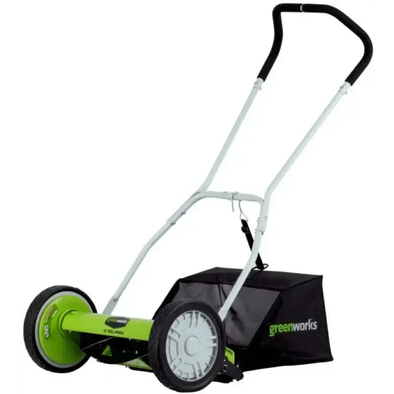 Greenworks 16" Reel Lawn Mower With Grass Catcher 1