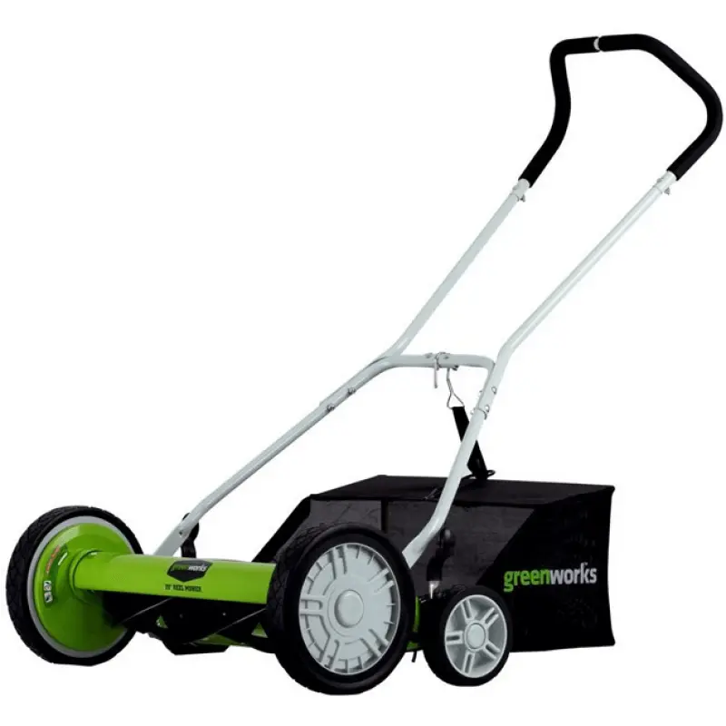 Greenworks 20" 5-Blade Push Reel Lawn Mower With Grass Catcher 1