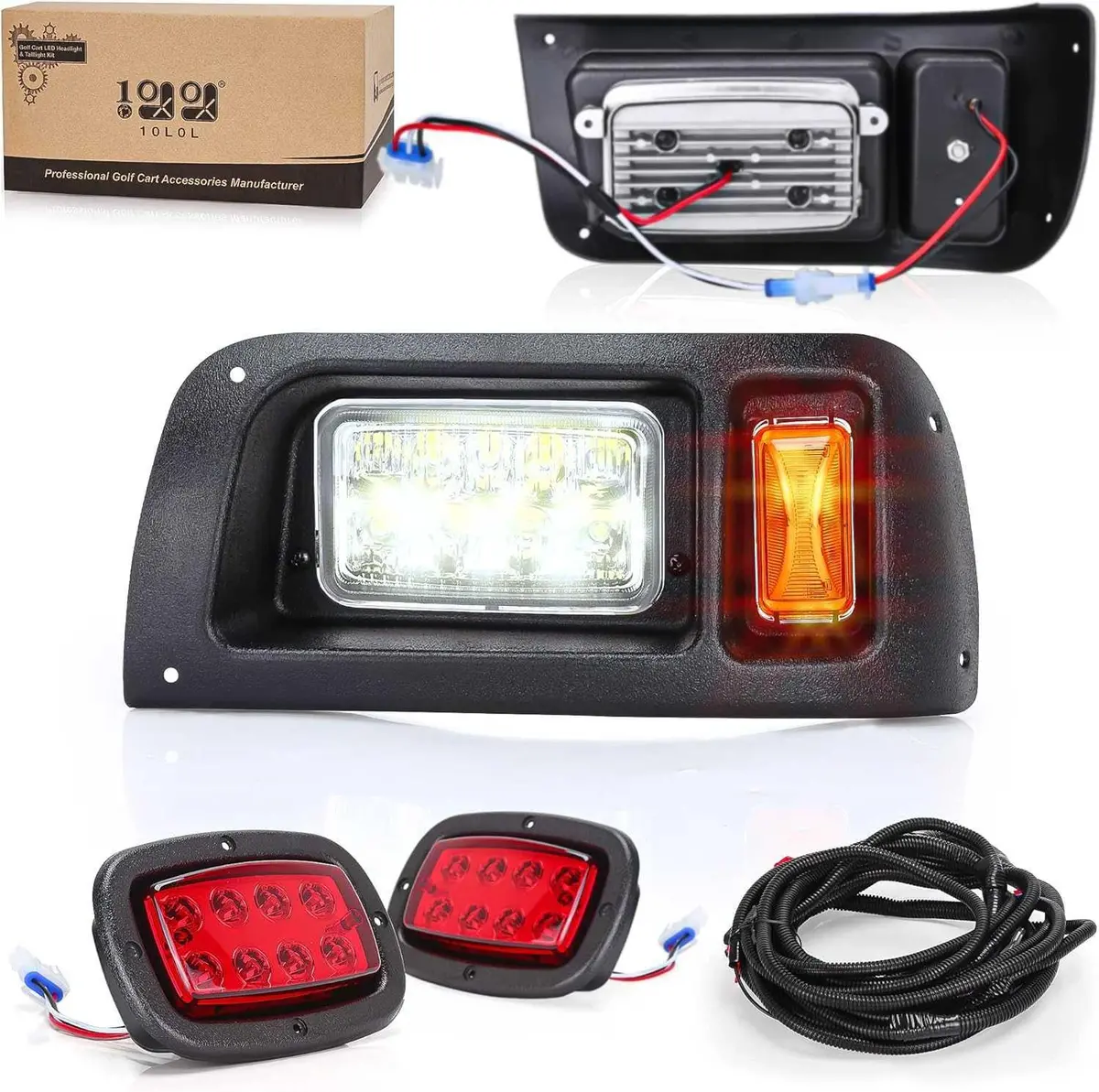 Golf Cart Headlight & Taillight For Club Car Ds With Upgrade Harness With Turn Signal Brake Light And Horn Wire - 10L0l 1