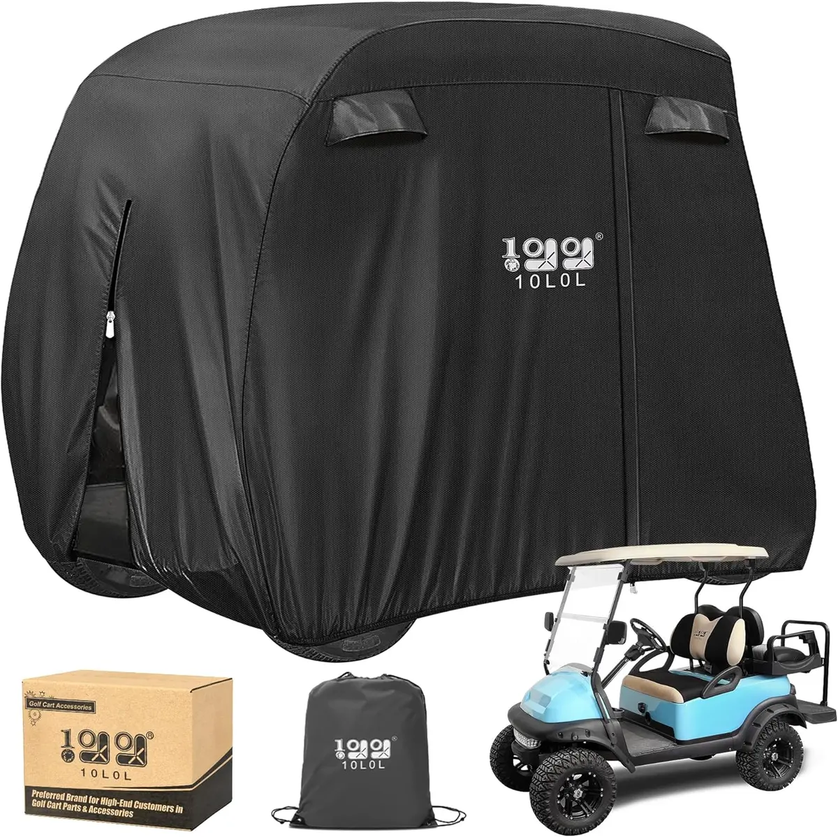 2-4 Passenger Golf Cart Cover For Ezgo, Club Car And Yamaha, Waterproof Sunproof And Durable - 10L0l 1