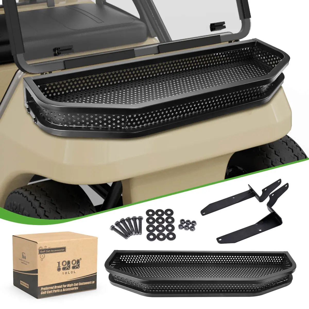 10L0l Heavy-Duty Golf Cart Front Basket – Universal Fit For Ezgo, Club Car & Yamaha 1