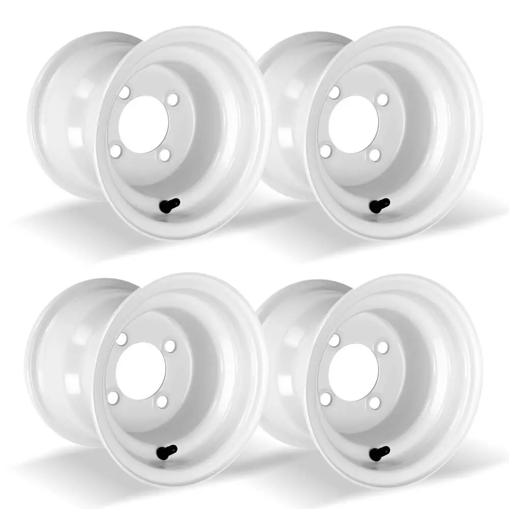Steel Golf Cart Wheel Rims (Set Of 4) - 8X7 & 10X7 Powder-Coated White - Fits Yamaha Ezgo Club Car - 10L0l 1