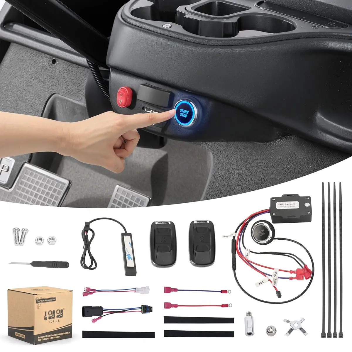 Golf Cart Keyless Ignition Switch With Remote Control For 20-80V Ezgo Txt Club Car Ds Precedent Yamaha G22 G29 Electric - 10L0l 1