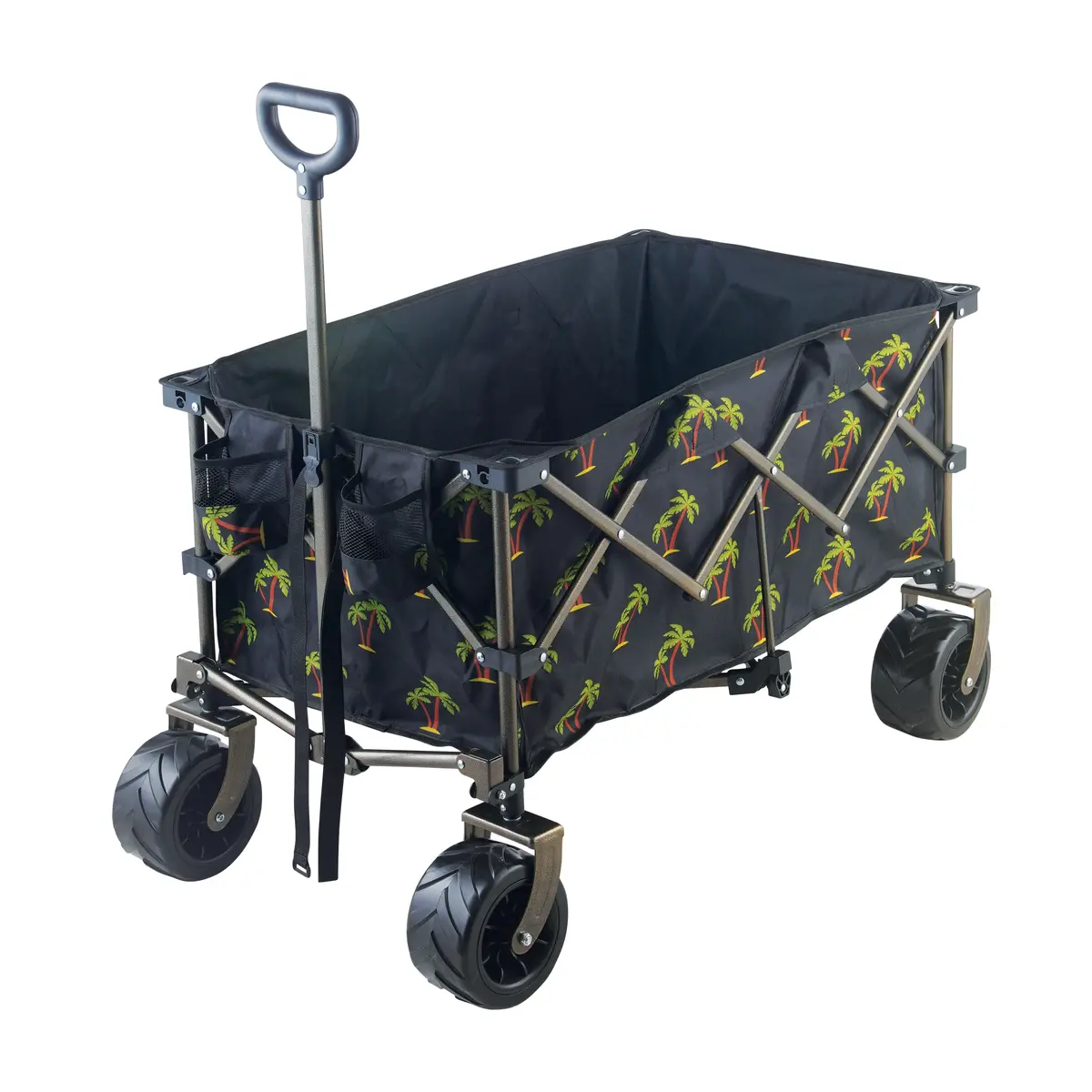 Bliss Hammocks Bhw-100-Pt Collapsible Garden Cart/Beach Wagon W/ Storage Bag | 36-In. X 22-In. | Tool/Beverage Holders & Wheels | Waterproof | 175 Lb. Capacity (Palm Tree) 2
