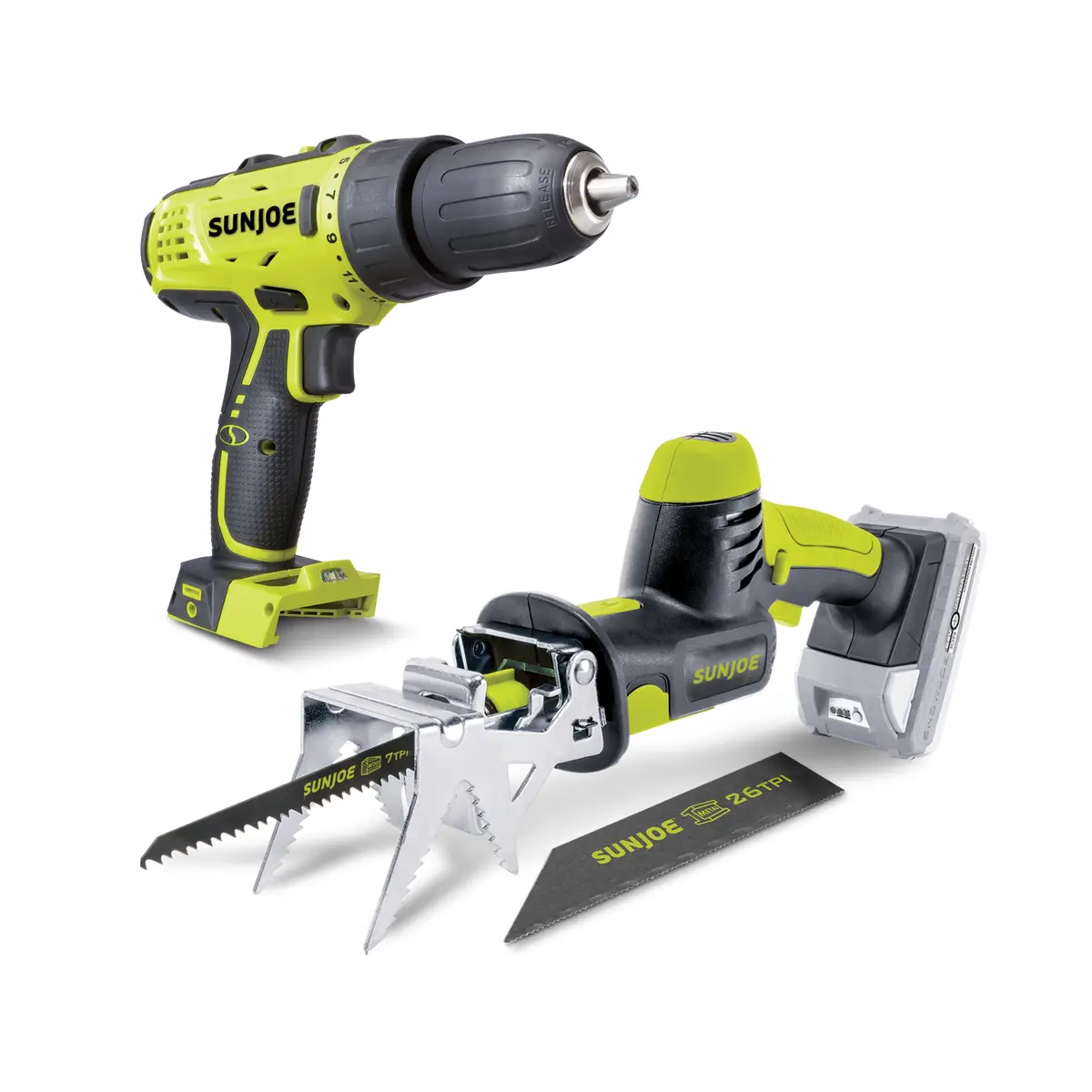 Sun Joe Diy Workshop Bundle | Cordless 24-Volt* Metal/Wood Cutter + Drill 1