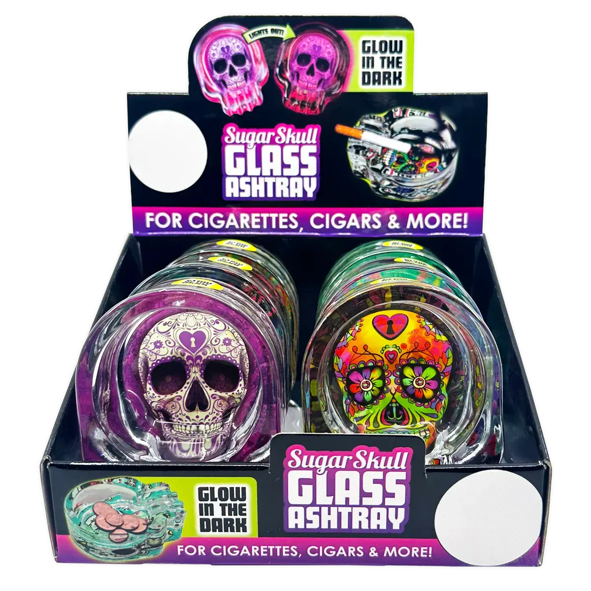 Glass Ashtray In Skull Shaped Design - 6 Pieces Per Retail Ready Wholesale Display 20120 2