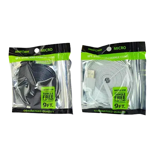Charging Cable Usb To Micro Usb Flat 9Ft - 4 Pieces Per Pack 20616 1