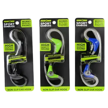 Wired Sport Earbuds With Mic  - 3 Pieces Per Pack 20777 1