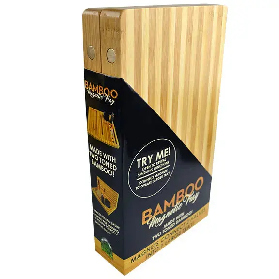 Bamboo Magnetic Roll Tray Smoker Station - 4 Pieces Per Retail Ready Display 21917 2