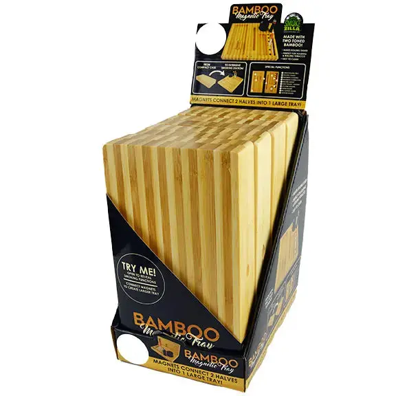 Bamboo Magnetic Roll Tray Smoker Station - 4 Pieces Per Retail Ready Display 21917 1