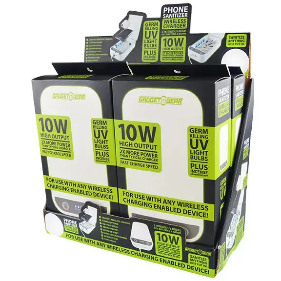 Cell Phone Sanitizer And Wireless Charger 10 Watts - 4 Pieces Per Retail Ready Display 21942 1