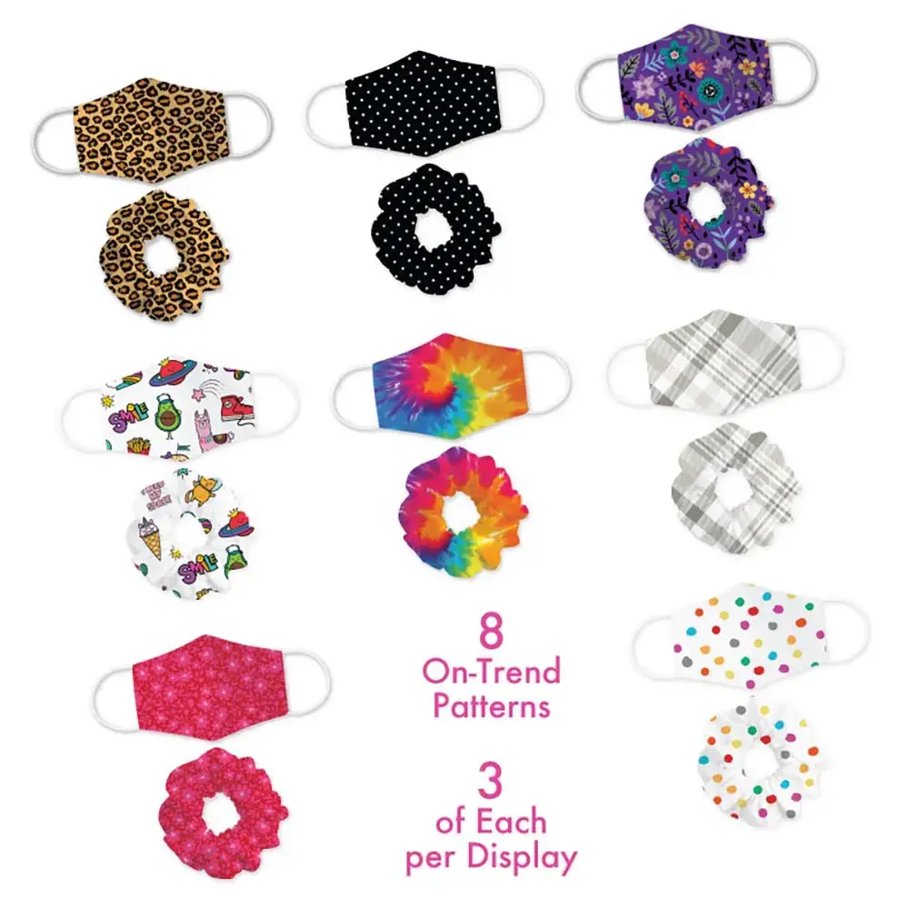 Childrens Face Mask And Hair Tie 24 Pieces Per Retail Ready Display 22022 2