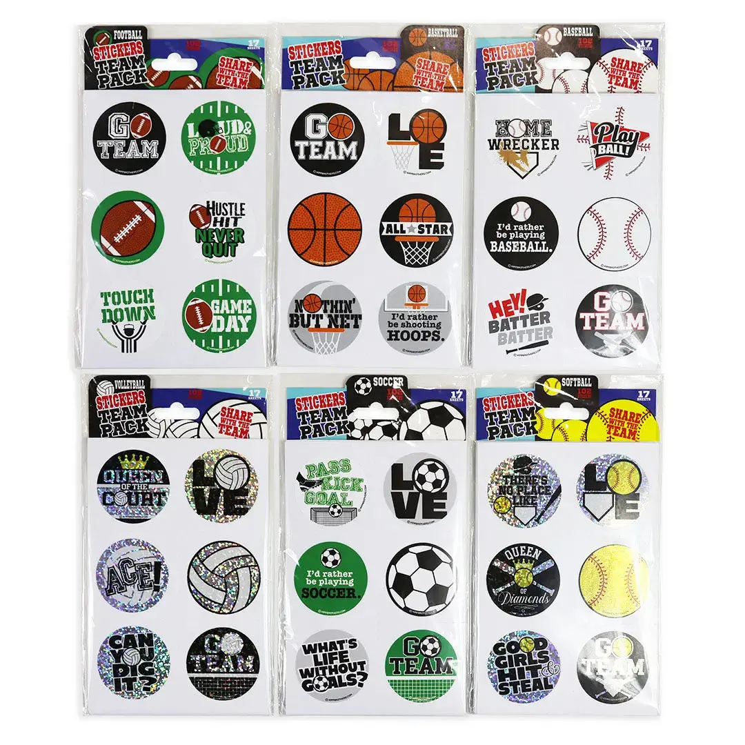 Sports Stickers Team Pack 24 Pieces Per Retail Ready Display 22040 2