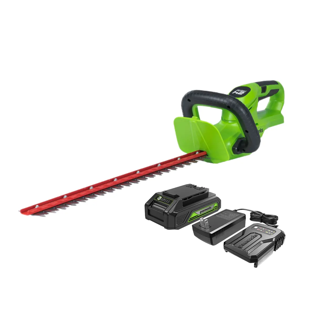24V 22" Hedge Trimmer With Rotating Handle, 1.5Ah Usb Battery And Charger Included 1