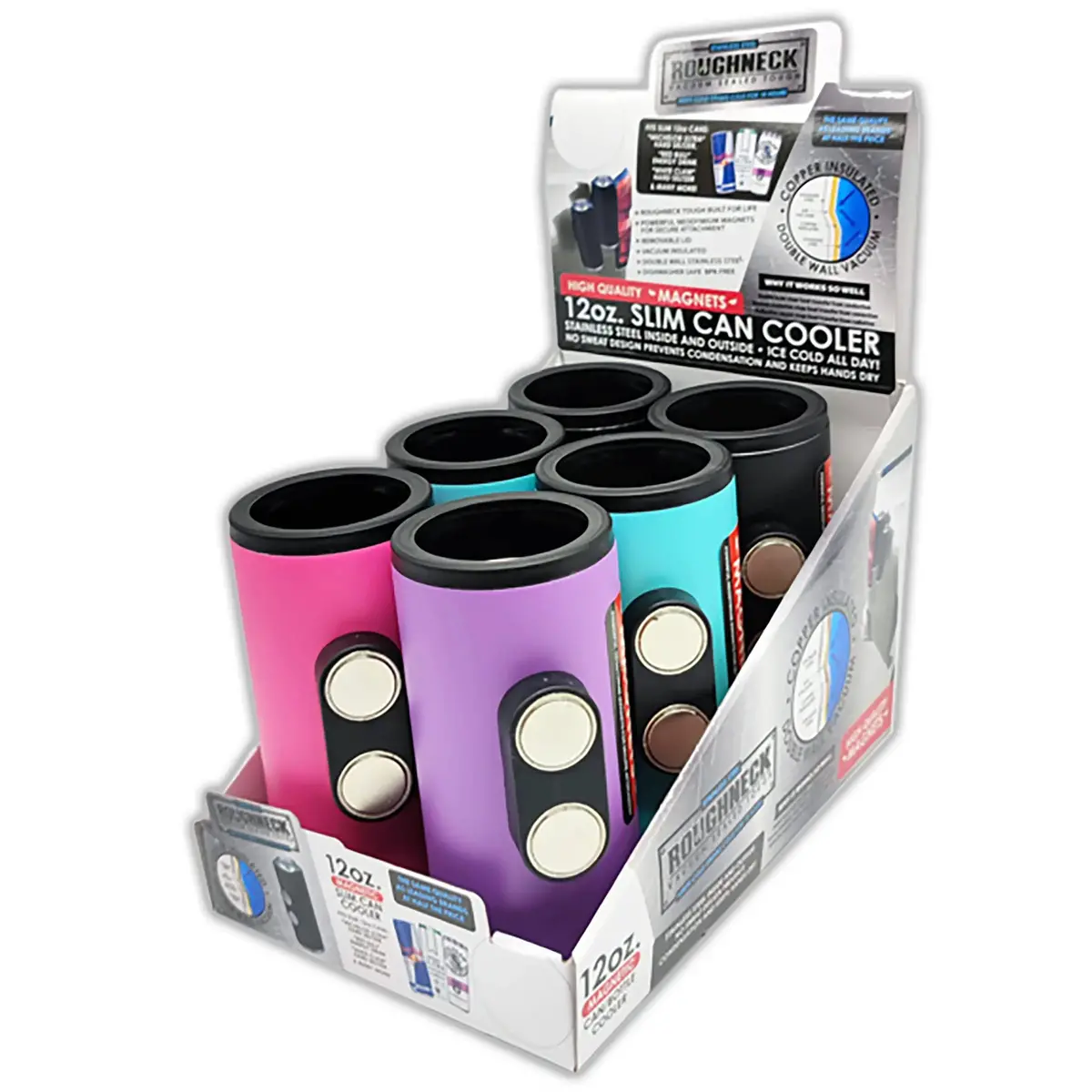 Neoprene Magnetic Slim Can Cooler - 6 Pieces Per Retail Ready Display 22141 1