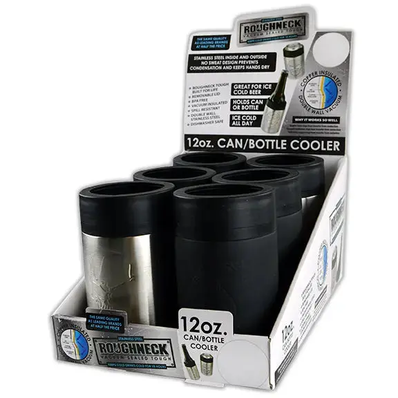 Metal Insulated 12 Oz Can And Bottle Cooler - 6 Pieces Per Retail Ready Display 22268 1