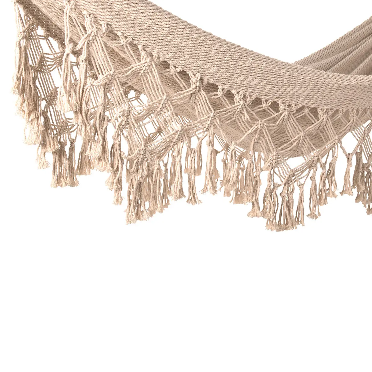 Bliss Hammocks Bh-403Rpf 40" Wide Brazilian Style Rope Hammock W/ Decorative Fringes & Braided Rope Ends | Indoor, Outdoor, Poolside, Patio, Backyard | Zinc-Coated Hardware | 400 Lbs Capacity 2
