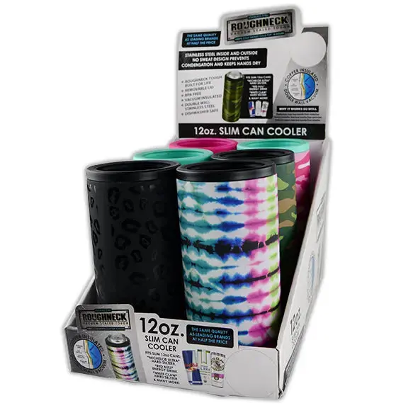 Metal Insulated Slim Can Cooler - 6 Pieces Per Retail Ready Display 22272 1