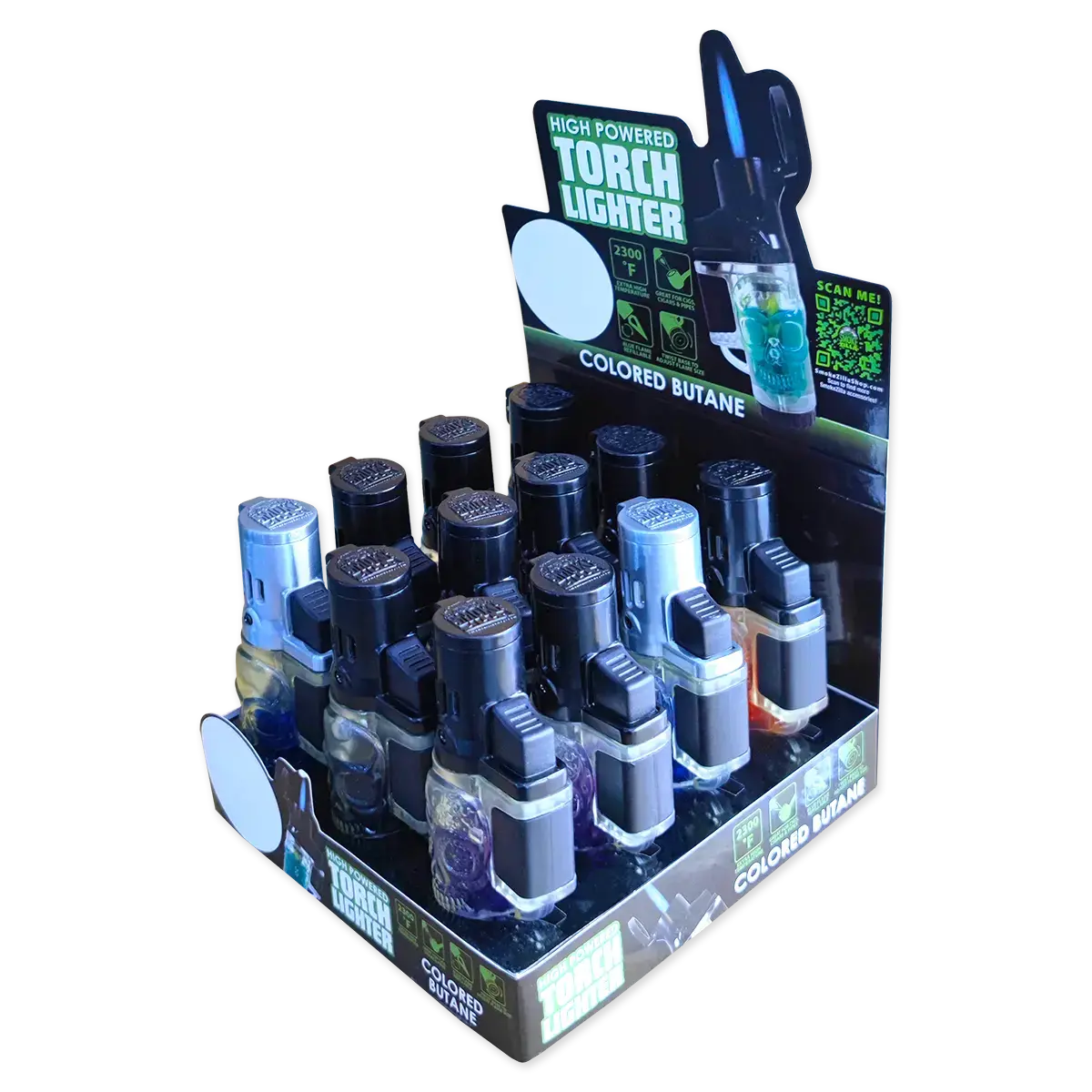 Colored Butane Molded Torch Lighter - 12 Pieces Per Retail Ready Display 22383 1