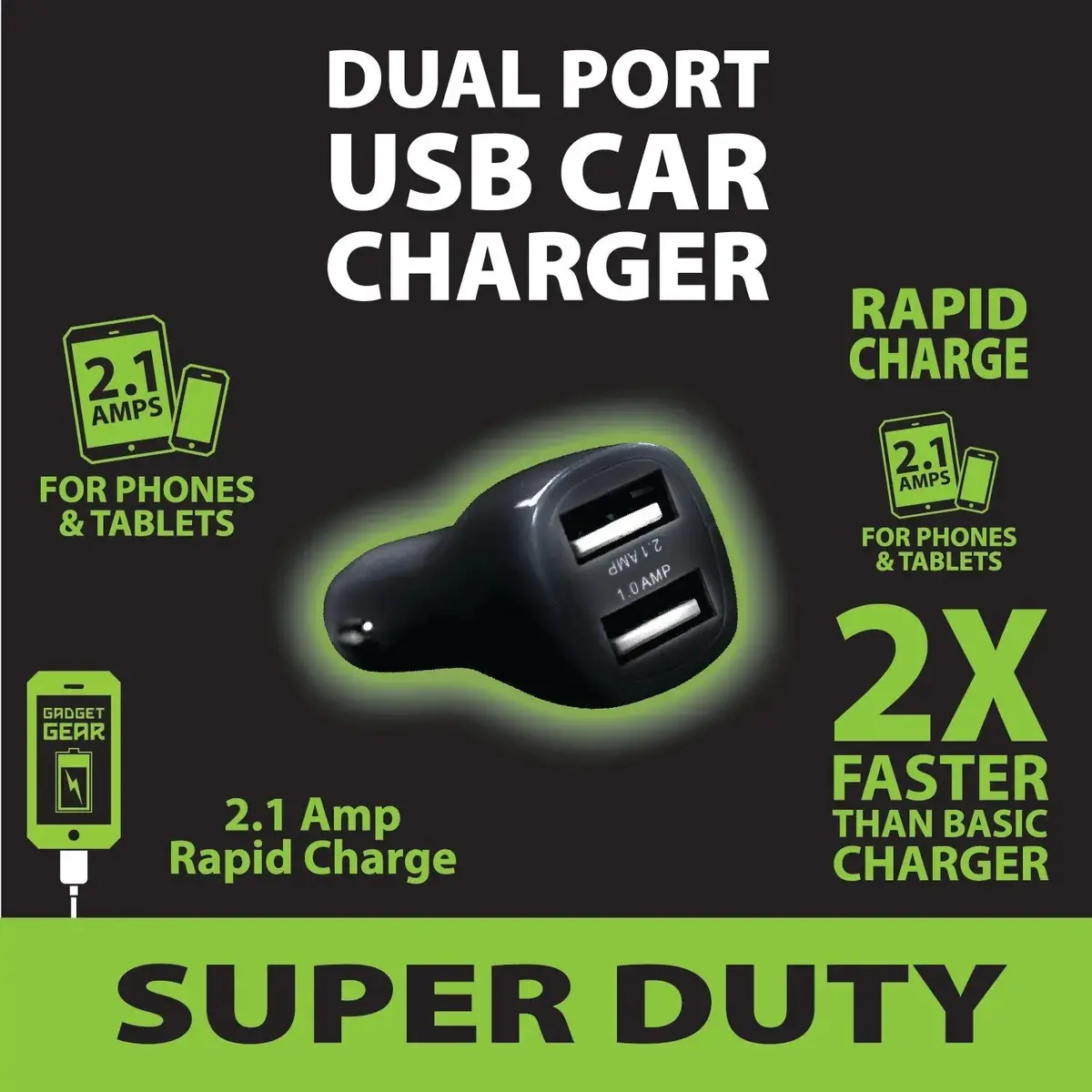 Car Charger With Dual Usb Ports 2.1 Amp - 3 Pieces Per Pack 22459 2