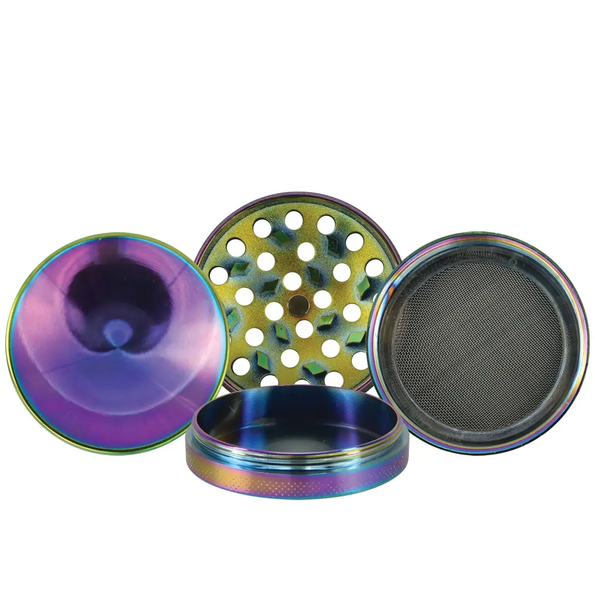 Metal 4 Piece Rainbow Grinder With Magnetic Closure - 6 Pieces Per Retail Ready Display 22522 2