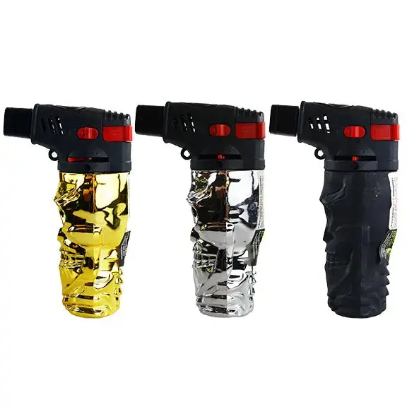 Metallic Xxl Skull Torch Lighter - 12 Pieces Per Retail Ready Display 22528 2