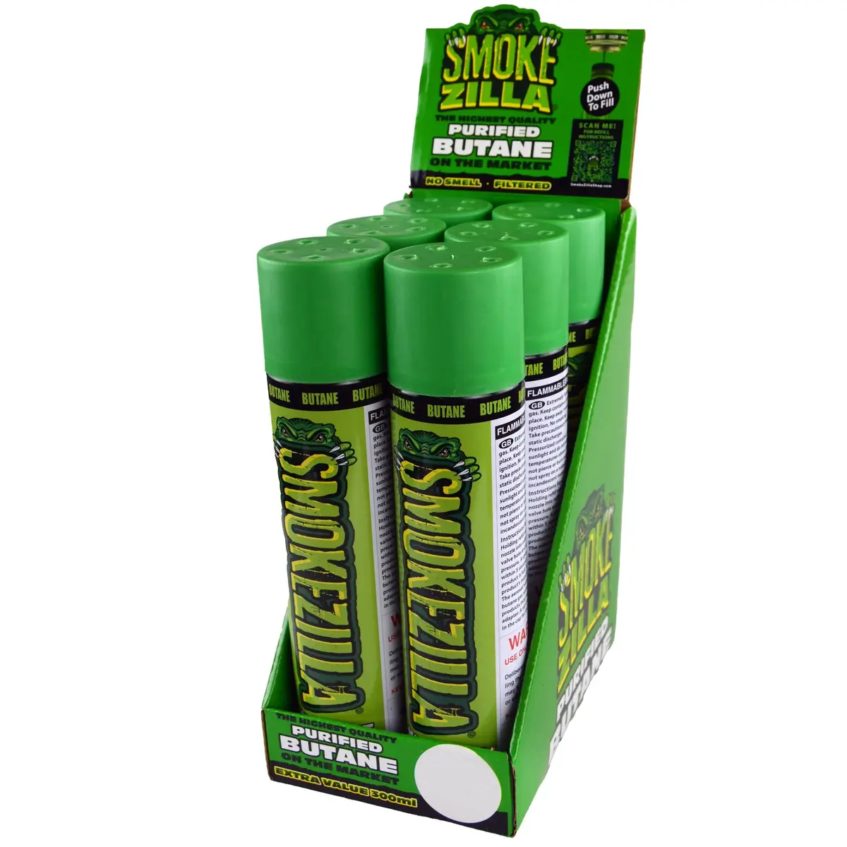 300Ml Bulk Smokezilla Butane Refill - 6 Pieces Per Retail Ready Display 22633 1