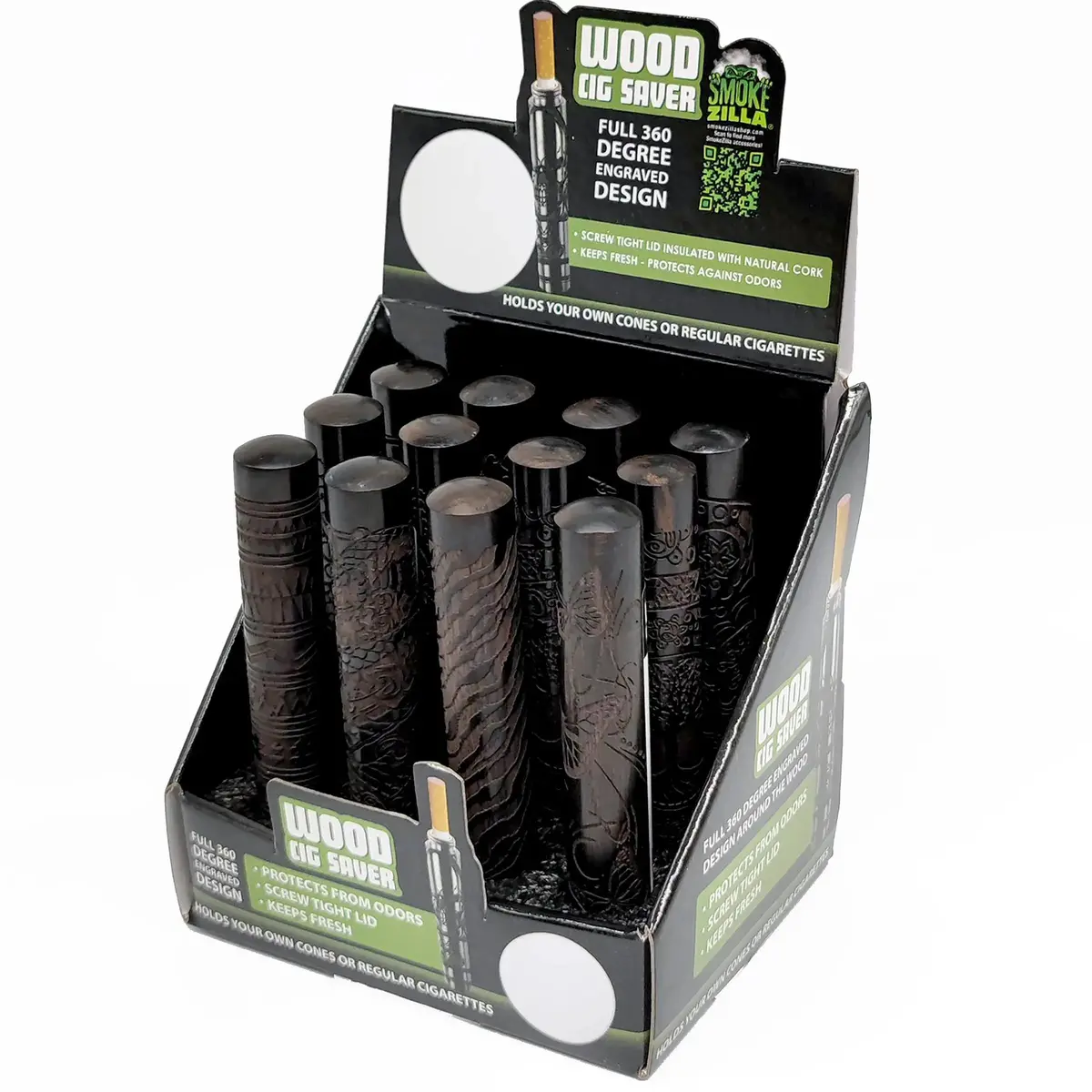 Wood Cigarette Saver Tube - 12 Pieces Per Retail Ready Display 22689 1